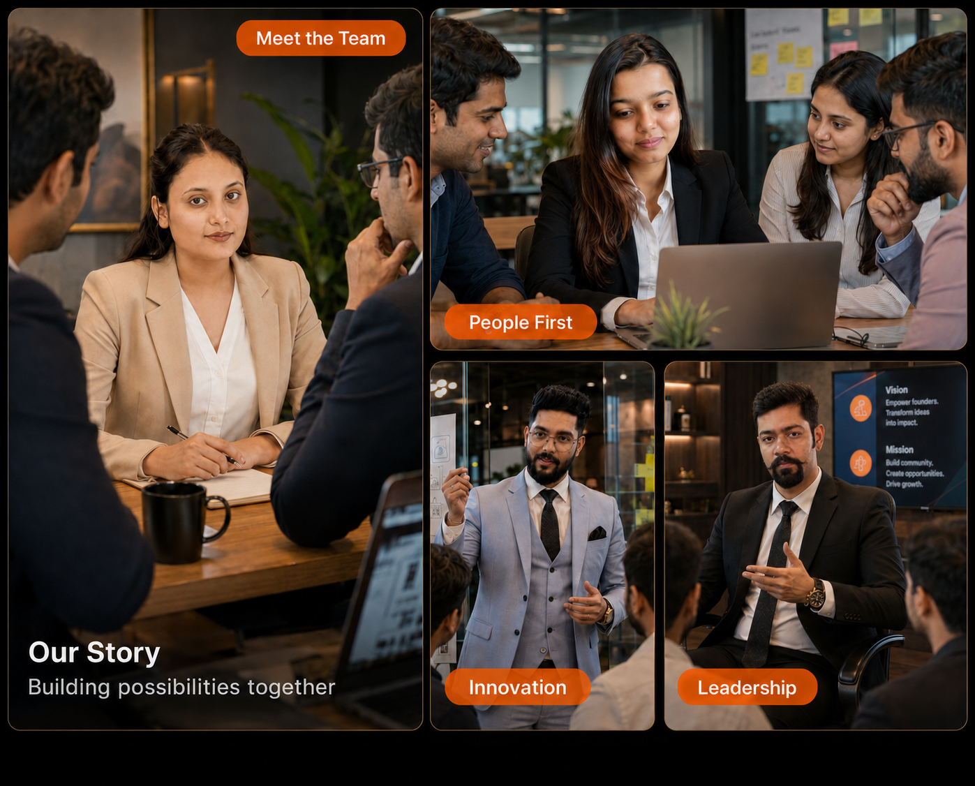 Founder receiving guidance from a team of advisors