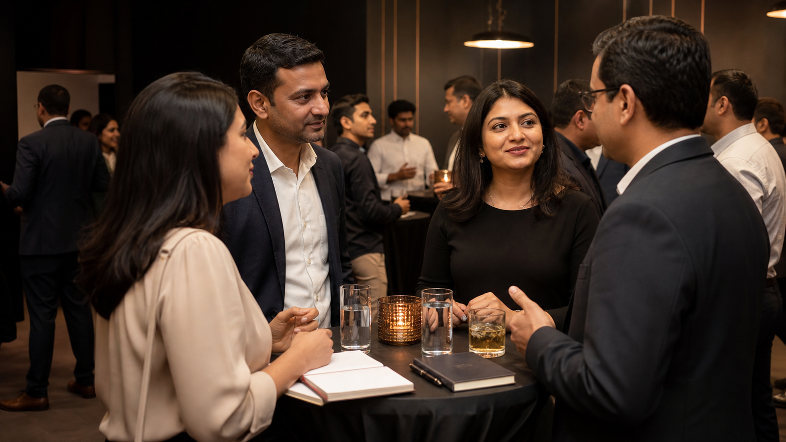 Entrepreneurs making business connections at a Cnox networking event