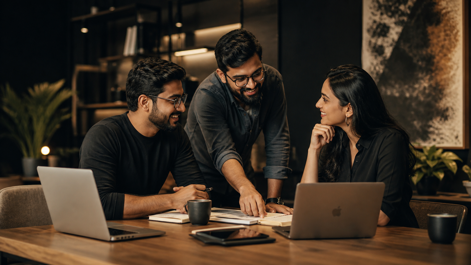 Founders working on pitch materials together