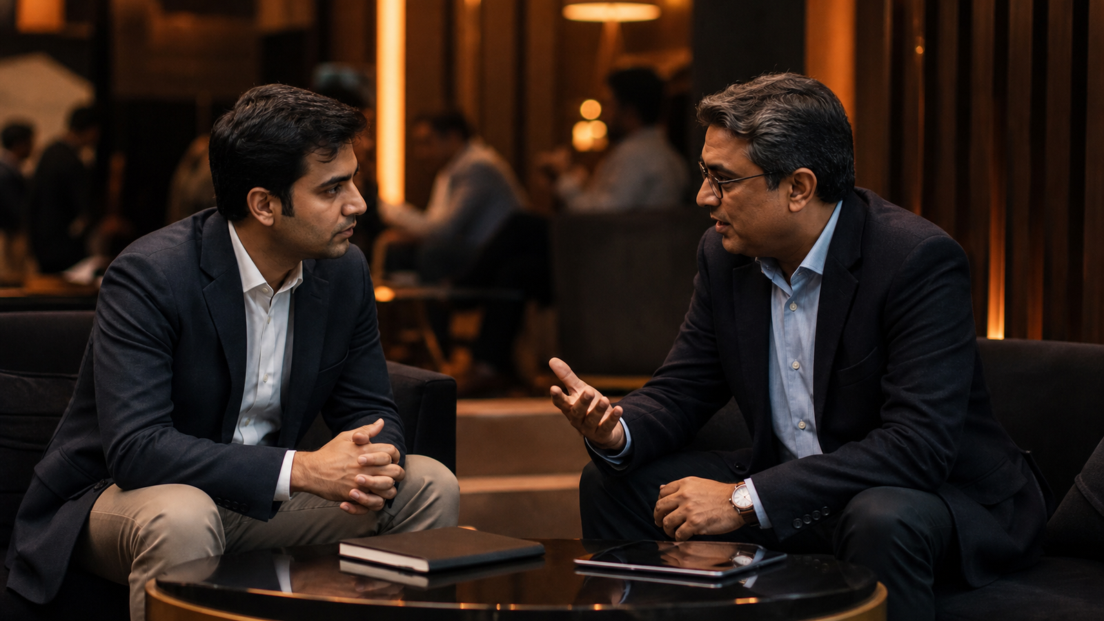 Founder and investor discussing opportunity fit